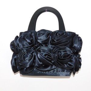 Black Satin Rose Special Occasion Bag
